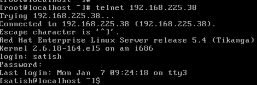 telnet login